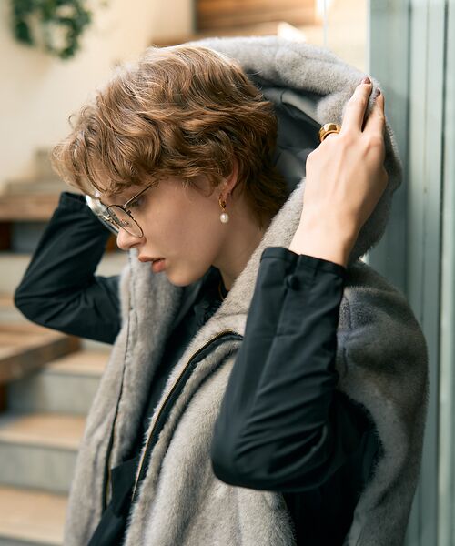 DESIGNWORKS / デザインワークス パーカー | リッチエコファーフードジレ | 詳細3