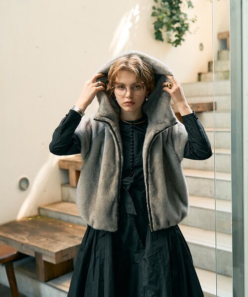 DESIGNWORKS / デザインワークス パーカー | リッチエコファーフードジレ | 詳細5