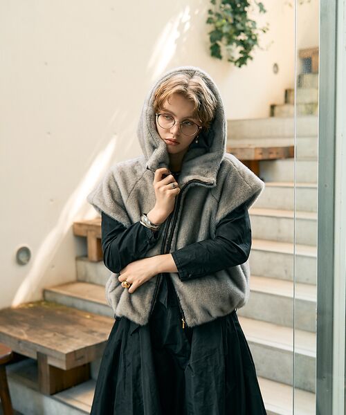 DESIGNWORKS / デザインワークス パーカー | リッチエコファーフードジレ | 詳細6