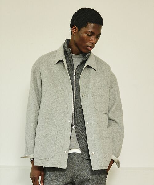 DESIGNWORKS / デザインワークス ブルゾン | Super110's フレンチ カバーオール / リバー仕立て(グレー)