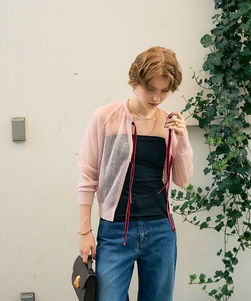 DESIGNWORKS / デザインワークス カーディガン・ボレロ | 【BEAUVET/ボーヴェット 】モヘア混リボンカーディガン | 詳細1