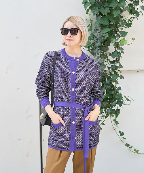 DESIGNWORKS / デザインワークス カーディガン・ボレロ | 【セットアップ対応】【BEAUVET/ボーヴェット 】ニットジャガードロングカー | 詳細1