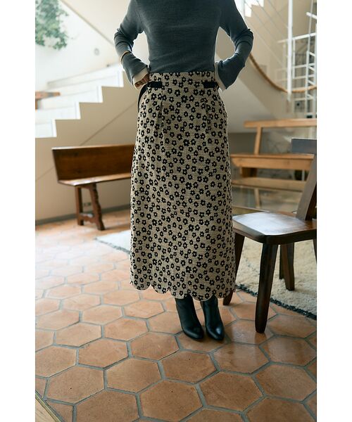 DESIGNWORKS / デザインワークス ロング・マキシ丈スカート | 【BEAUVET/ボーヴェット 】フラワージャガードスカラップスカート | 詳細1