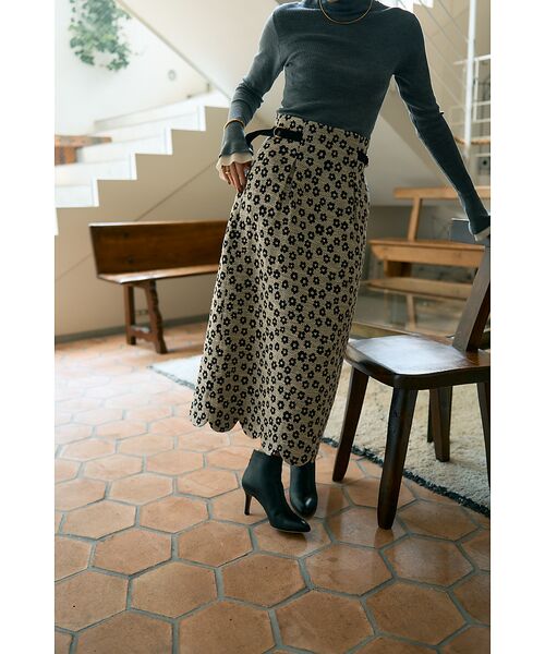 DESIGNWORKS / デザインワークス ロング・マキシ丈スカート | 【BEAUVET/ボーヴェット 】フラワージャガードスカラップスカート | 詳細4