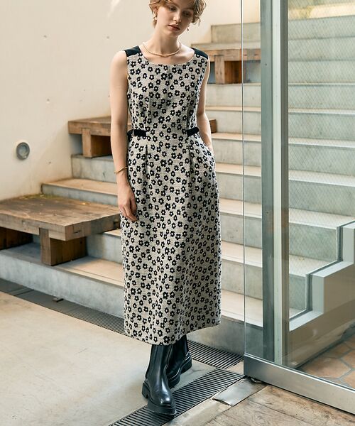DESIGNWORKS / デザインワークス ワンピース | 【BEAUVET/ボーヴェット 】フラワージャガードノースリワンピース | 詳細1