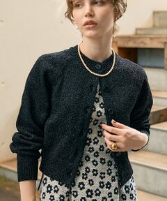 ラメクルーネックカーディガン