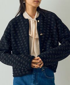 美品 DESIGNWORKS アバハウス ノーカラーツイードジャケット ◇ほぼ未使用◇アバハウス◇コキュカ◇ノーカラーツイード