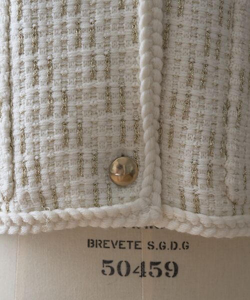 DESIGNWORKS / デザインワークス ノーカラージャケット | ラメツイードライクニットショートジャケット | 詳細10