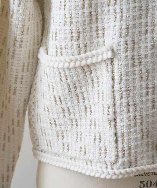 DESIGNWORKS / デザインワークス ノーカラージャケット | ラメツイードライクニットショートジャケット | 詳細11