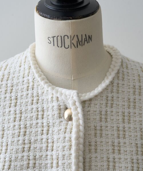 DESIGNWORKS / デザインワークス ノーカラージャケット | ラメツイードライクニットショートジャケット | 詳細12