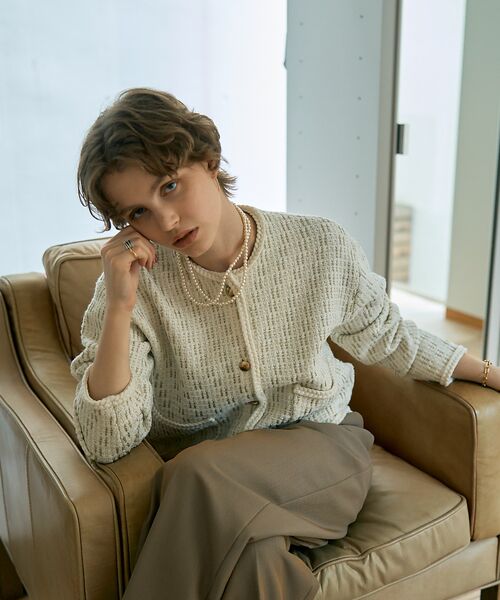 DESIGNWORKS / デザインワークス ノーカラージャケット | ラメツイードライクニットショートジャケット | 詳細2