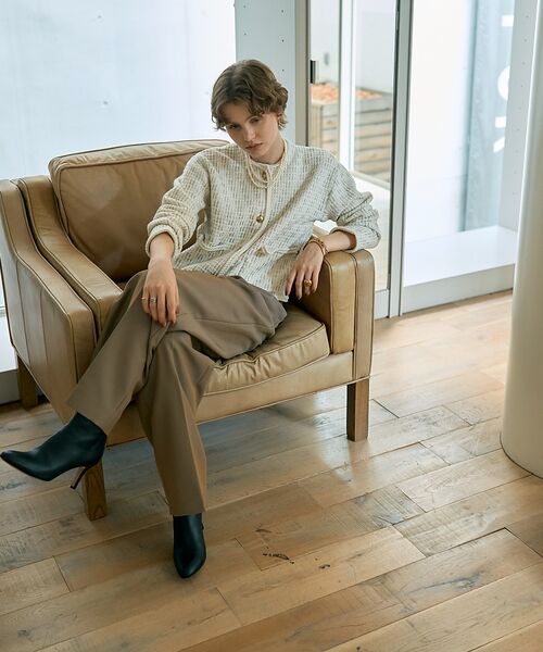 DESIGNWORKS / デザインワークス ノーカラージャケット | ラメツイードライクニットショートジャケット | 詳細4