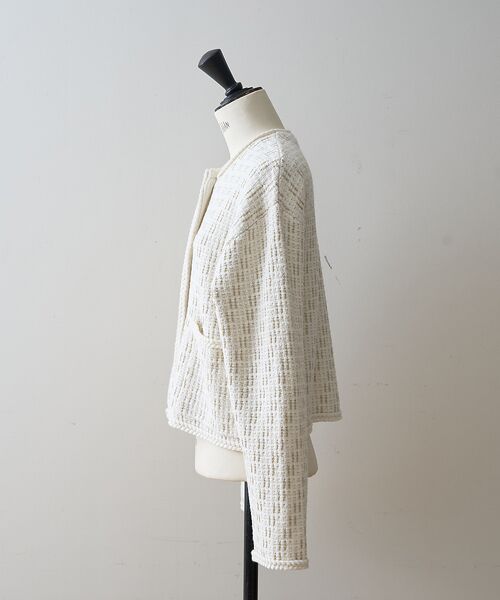 DESIGNWORKS / デザインワークス ノーカラージャケット | ラメツイードライクニットショートジャケット | 詳細7