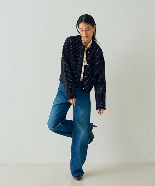 DESIGNWORKS / デザインワークス ノーカラージャケット | ラメツイードライクニットショートジャケット | 詳細17