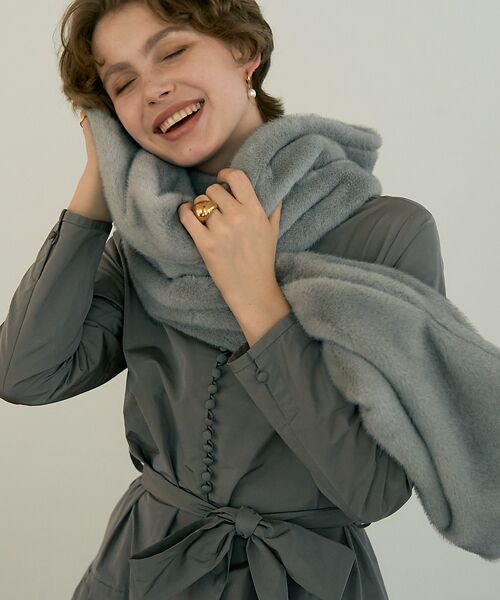 DESIGNWORKS / デザインワークス マフラー・ショール・スヌード・ストール | エコファーポケット付きロングストール | 詳細1