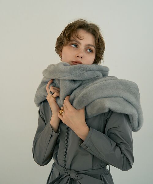 DESIGNWORKS / デザインワークス マフラー・ショール・スヌード・ストール | エコファーポケット付きロングストール | 詳細3