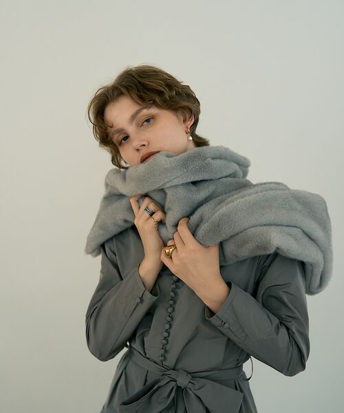 DESIGNWORKS / デザインワークス マフラー・ショール・スヌード・ストール | エコファーポケット付きロングストール | 詳細5