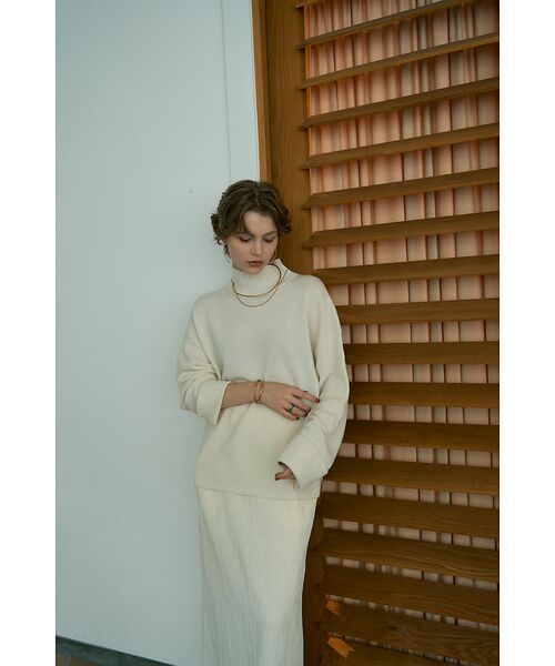 DESIGNWORKS / デザインワークス ニット・セーター | カシミヤ混バックダブルスリットモックネックプルオーバー | 詳細1