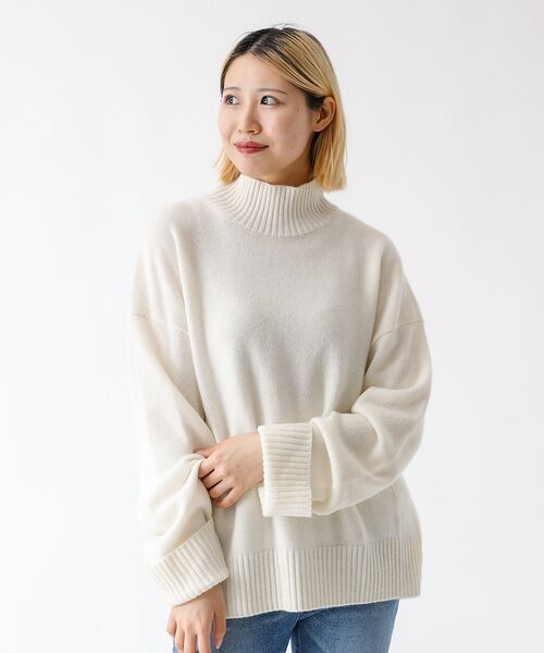 DESIGNWORKS / デザインワークス ニット・セーター | カシミヤ混バックダブルスリットモックネックプルオーバー | 詳細4