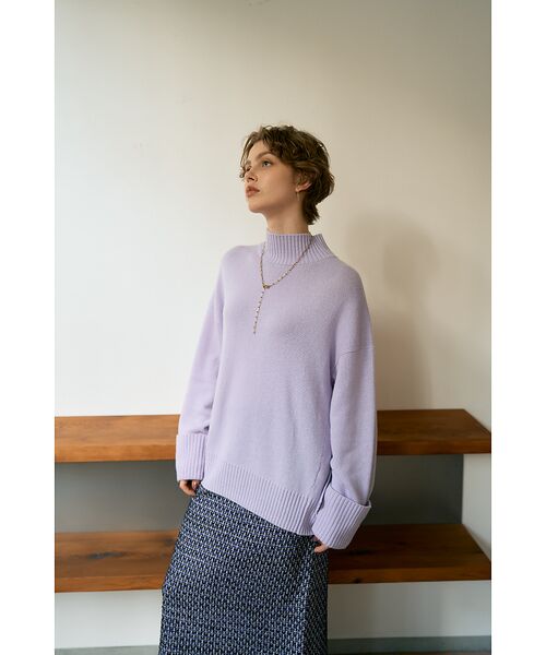 DESIGNWORKS / デザインワークス ニット・セーター | カシミヤ混バックダブルスリットモックネックプルオーバー | 詳細8