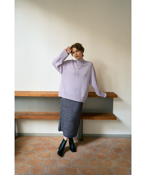 DESIGNWORKS / デザインワークス ニット・セーター | カシミヤ混バックダブルスリットモックネックプルオーバー | 詳細12