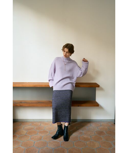 DESIGNWORKS / デザインワークス ニット・セーター | カシミヤ混バックダブルスリットモックネックプルオーバー | 詳細13