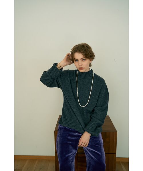 DESIGNWORKS / デザインワークス ニット・セーター | カシミヤ混バックダブルスリットモックネックプルオーバー | 詳細14