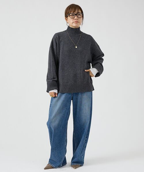 DESIGNWORKS / デザインワークス ニット・セーター | カシミヤ混バックダブルスリットモックネックプルオーバー | 詳細19