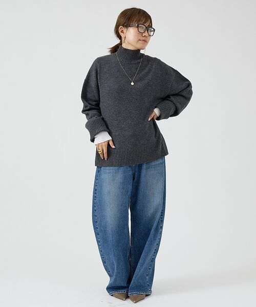 DESIGNWORKS / デザインワークス ニット・セーター | カシミヤ混バックダブルスリットモックネックプルオーバー | 詳細20