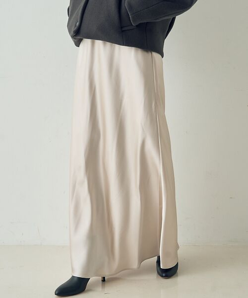 DESIGNWORKS / デザインワークス ロング・マキシ丈スカート | セミフレアサテンスカート | 詳細1