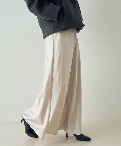 DESIGNWORKS / デザインワークス ロング・マキシ丈スカート | セミフレアサテンスカート | 詳細2