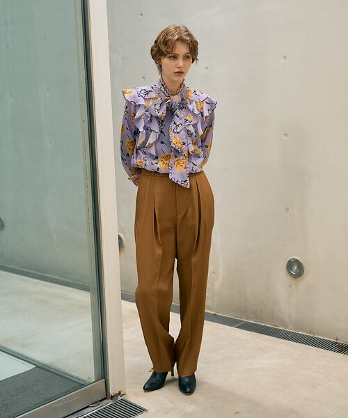 DESIGNWORKS / デザインワークス シャツ・ブラウス | 【セットアップ対応】フラワープリントリボン付きラッフルブラウス | 詳細4