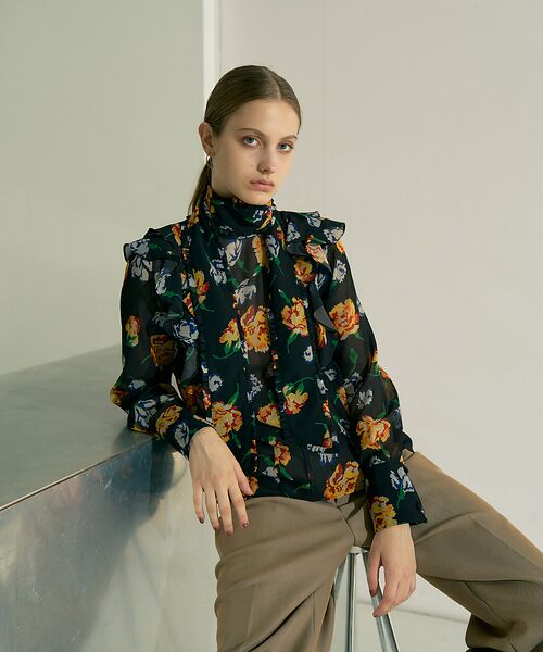 DESIGNWORKS / デザインワークス シャツ・ブラウス | 【セットアップ対応】フラワープリントリボン付きラッフルブラウス | 詳細20