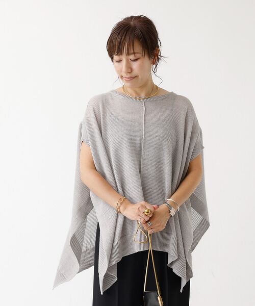 DESIGNWORKS / デザインワークス ニット・セーター | ポンチョ風シアーニットプルオーバー | 詳細10