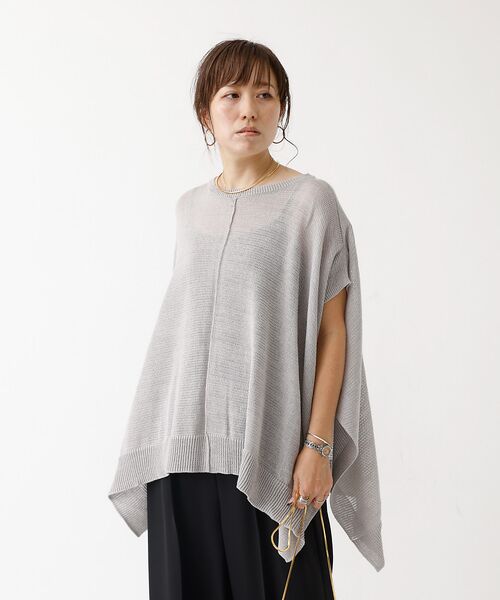 DESIGNWORKS / デザインワークス ニット・セーター | ポンチョ風シアーニットプルオーバー | 詳細11