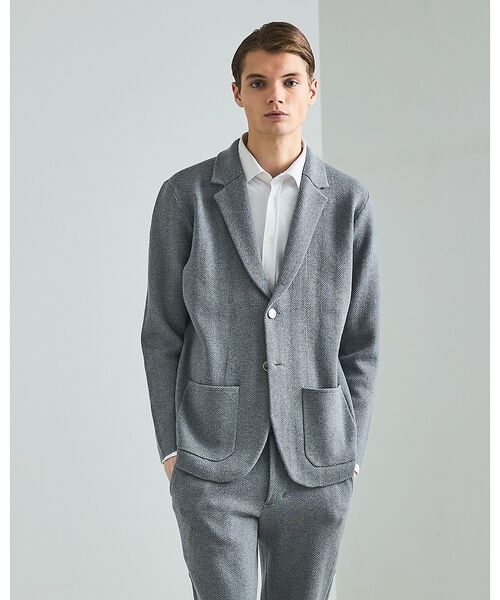 DESIGNWORKS / デザインワークス テーラードジャケット | 【セットアップ対応】ビックヘリンボン柄 ニットジャケット | 詳細3