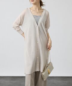 DESIGNWORKS / デザインワークス カーディガン・ボレロ | 麻混シアーロングカーディガン