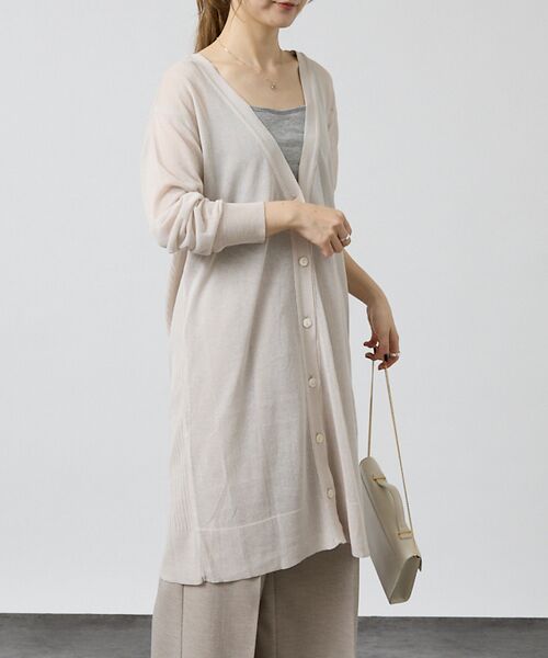 DESIGNWORKS / デザインワークス カーディガン・ボレロ | 麻混シアーロングカーディガン | 詳細1