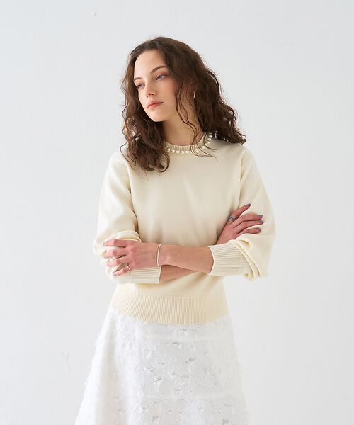 DESIGNWORKS / デザインワークス ニット・セーター | パール付きニットプルオーバー【予約】 | 詳細1