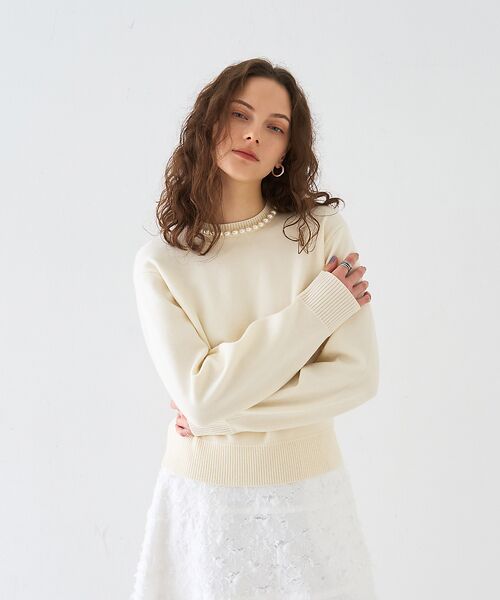 DESIGNWORKS / デザインワークス ニット・セーター | パール付きニットプルオーバー【予約】 | 詳細2