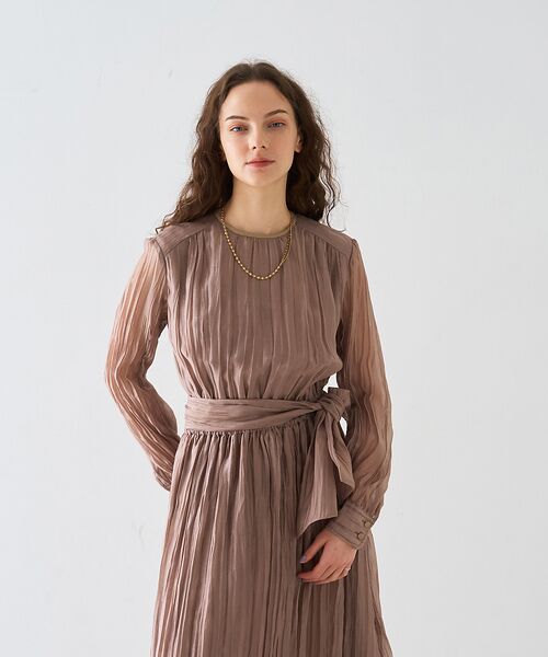 DESIGNWORKS / デザインワークス ワンピース | オーガンジープリーツ加工ボウタイワンピース【予約】 | 詳細1