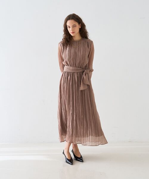 DESIGNWORKS / デザインワークス ワンピース | オーガンジープリーツ加工ボウタイワンピース【予約】 | 詳細3