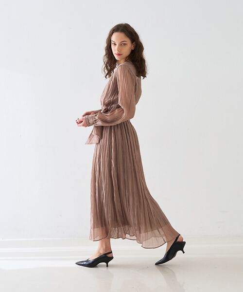 DESIGNWORKS / デザインワークス ワンピース | オーガンジープリーツ加工ボウタイワンピース【予約】 | 詳細4