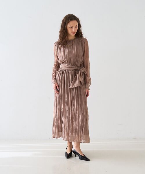 DESIGNWORKS / デザインワークス ワンピース | オーガンジープリーツ加工ボウタイワンピース【予約】 | 詳細5