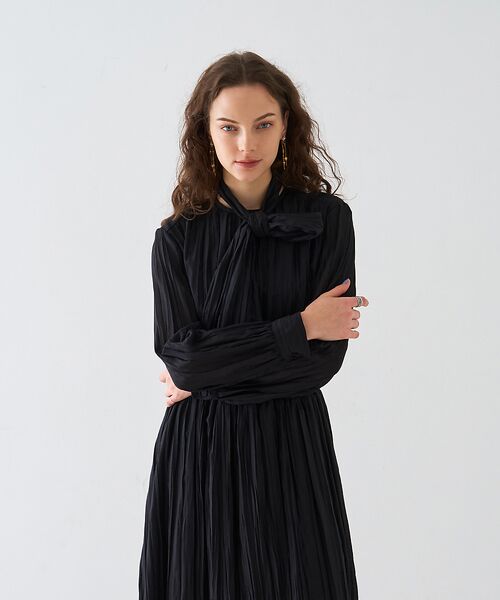 DESIGNWORKS / デザインワークス ワンピース | オーガンジープリーツ加工ボウタイワンピース【予約】 | 詳細10