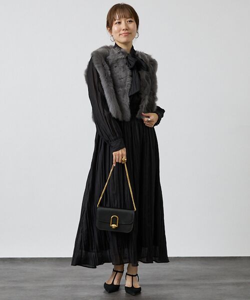 DESIGNWORKS / デザインワークス ワンピース | オーガンジープリーツ加工ボウタイワンピース【予約】 | 詳細12