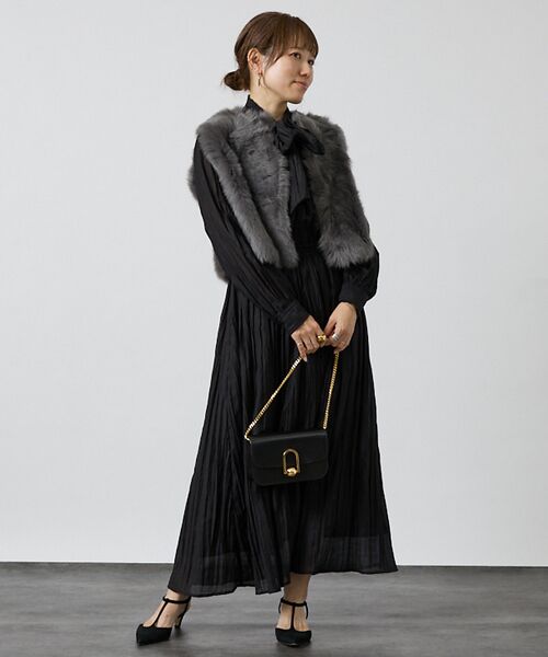 DESIGNWORKS / デザインワークス ワンピース | オーガンジープリーツ加工ボウタイワンピース【予約】 | 詳細13