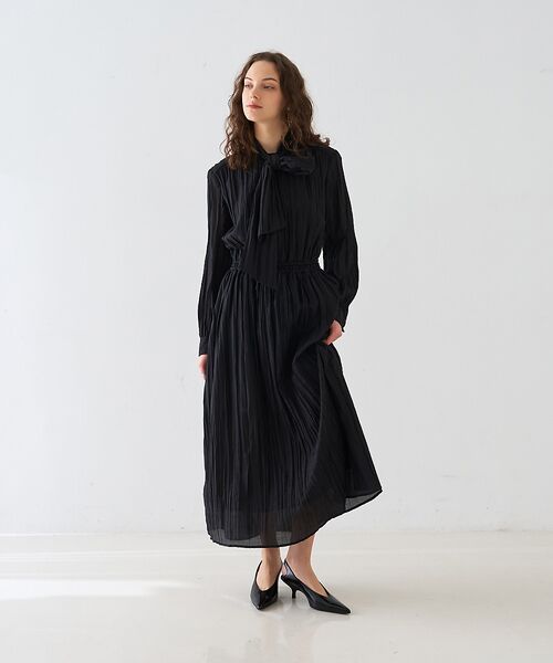 DESIGNWORKS / デザインワークス ワンピース | オーガンジープリーツ加工ボウタイワンピース【予約】 | 詳細14