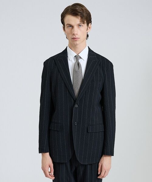 DESIGNWORKS / デザインワークス テーラードジャケット | 【26S/S】ウールストレッチサッカーピークドラペルジャケット / セットアップ（ブラック）