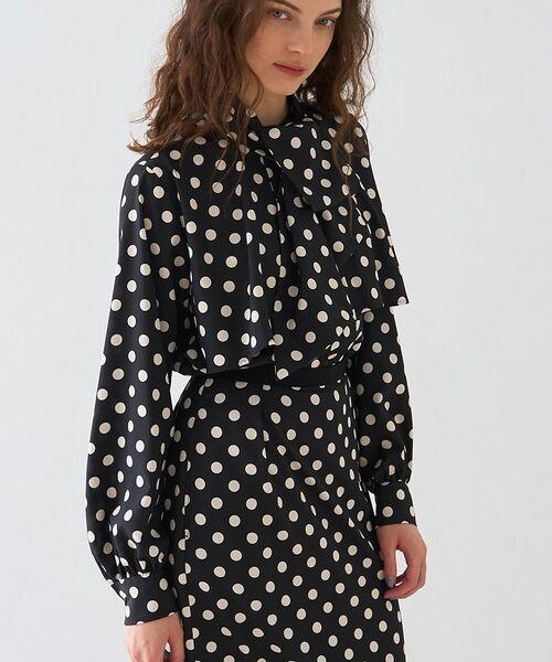 DESIGNWORKS / デザインワークス シャツ・ブラウス | 【セットアップ対応】ドットアシメトリーラッフルブラウス【予約】 | 詳細1